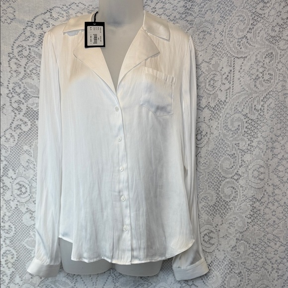 🪣🧽 NWT Paige White Caprice Long Sleeve Button-Front Shirt - Picture 1 of 9